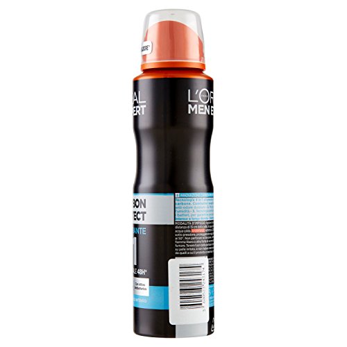 L'Oréal Paris Men Expert Carbon Protect - Desodorante en spray antitranspirante para hombre protección de carbono, 6 unidades