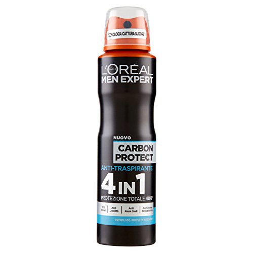 L'Oréal Paris Men Expert Carbon Protect - Desodorante en spray antitranspirante para hombre protección de carbono, 6 unidades