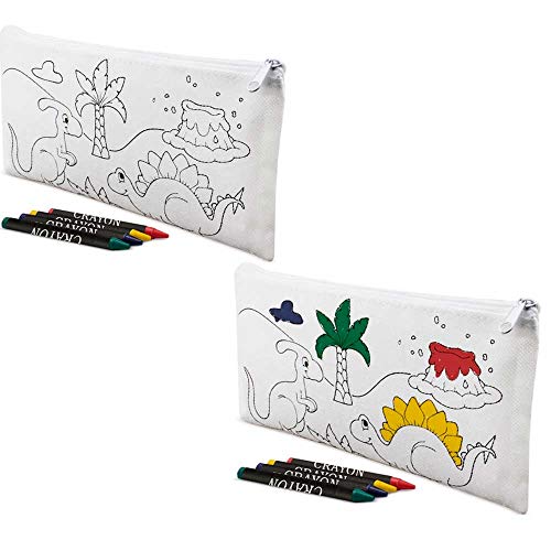 Lote 30 Estuches para Colorear Dinosaurios con 4 Ceras. Regalos para cumpleaños niños. Detalles Infantiles para colegios, guardería.