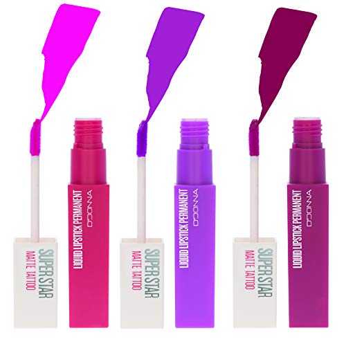 Lote Cia&Co 3 x Super Star Matte MORADOS - Barra de Labios Liquida Mate Tatto Permanente (Colores MORADOS - Lote MY-02)