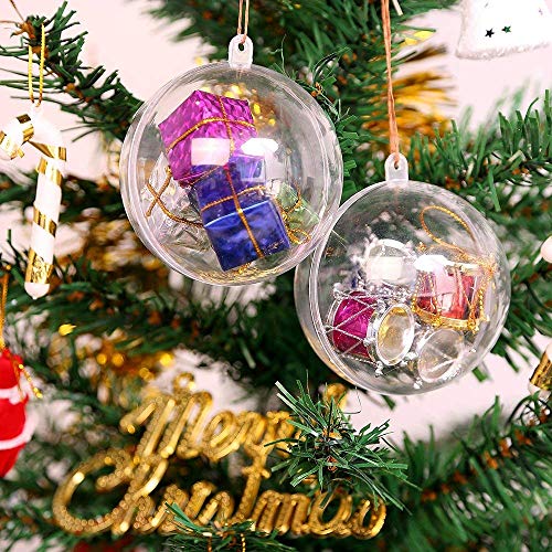 Lote de 20 bolas de Navidad de plástico transparente para decorar su interior, plástico, transparente, 8 cm