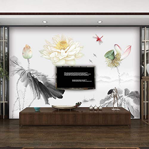 Lotus etiqueta de la pared TV de fondo decoración de la boda sala de estar etiqueta de la pared cartel naturaleza pintura de la pared sticker60x90cm