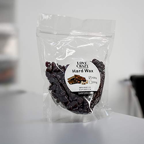 LOVECRAZY - 5 Bolsas de Frijoles de Cera Depilatoria para Todo Tipo de Piel sin Irritación, 100g/bolsa, Aroma Chocolate Negro (Incluido 10 Espátulas de Madera Gratuita)