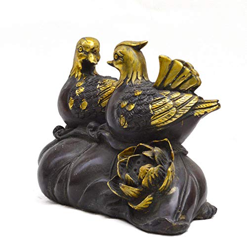 LPQA Esculturas De Pared Esculturas De Cabeza Pure Copper Mandarin Duck Home Decoration Office Desktop Metal Crafts Ornaments Wedding Gift Ornaments