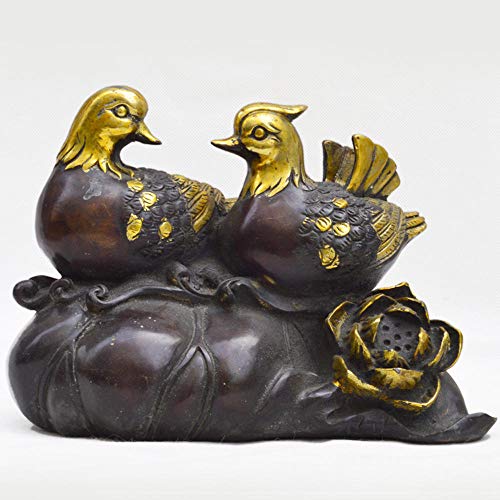 LPQA Esculturas De Pared Esculturas De Cabeza Pure Copper Mandarin Duck Home Decoration Office Desktop Metal Crafts Ornaments Wedding Gift Ornaments