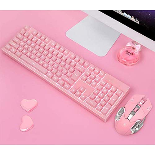 LQH Teclado Teclado Ordinaria de Juego del ratón de Ordenador Teclado Teclado Teclado inalámbrico y ratón inalámbrico Rosa manipulador de diseño Ultra-Delgado Ligero Ultra-Delgado Teclado de Rosa