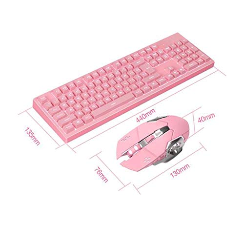 LQH Teclado Teclado Ordinaria de Juego del ratón de Ordenador Teclado Teclado Teclado inalámbrico y ratón inalámbrico Rosa manipulador de diseño Ultra-Delgado Ligero Ultra-Delgado Teclado de Rosa