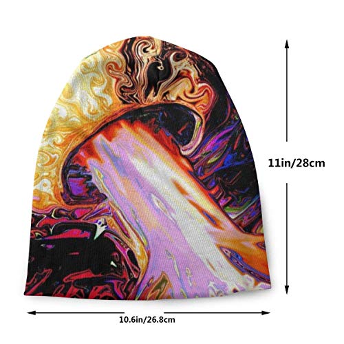 Lsjuee Gorro Beanie para hombre Gorro de punto con ácido trippy Sombreros suaves y cálidos Negro