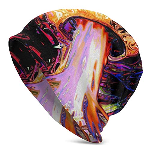 Lsjuee Gorro Beanie para hombre Gorro de punto con ácido trippy Sombreros suaves y cálidos Negro