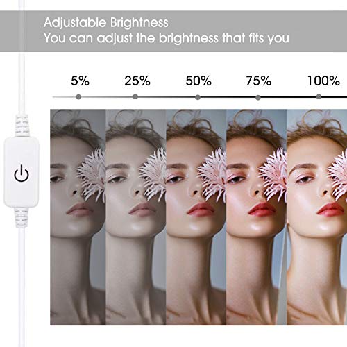 Luces de Espejo Maquillaje, Winzwon LED Lámpara de Espejo Cosmético de Tocador, Kit Luz Baño 10 Bombillas Dimmable 5 Modos, para Maquillarse, Baño, Carga USB(Sin Espejo)