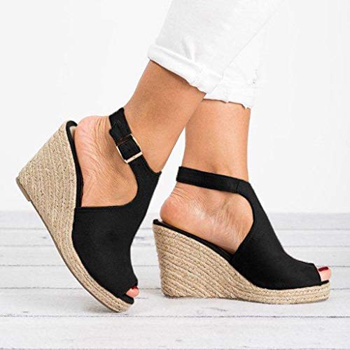 Luckycat Sandalias de Mujer Plataforma Costura Peep Toe Cuñas Hasp Sandalias Zapatos Flatform Sandalias Mujer Cuña Alpargatas Plataforma Zapatos de Boca de Pescado Sandalias de Punta Abierta