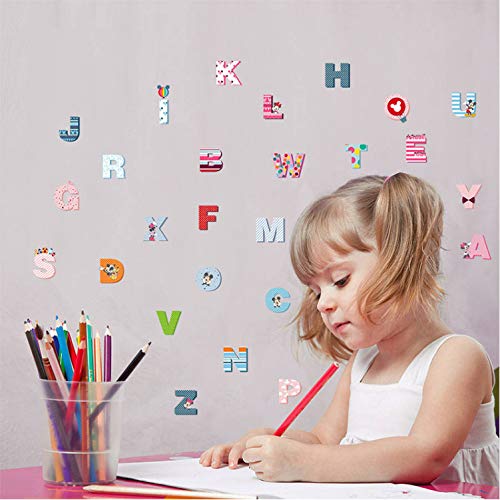 LUCKYYL Pegatinas De Pared 3D Dibujos Animados Colorido 26 Letras Alfabeto Adecuado para Salones Cafés Pasillos Gimnasios Wandaufkleber Kiiche