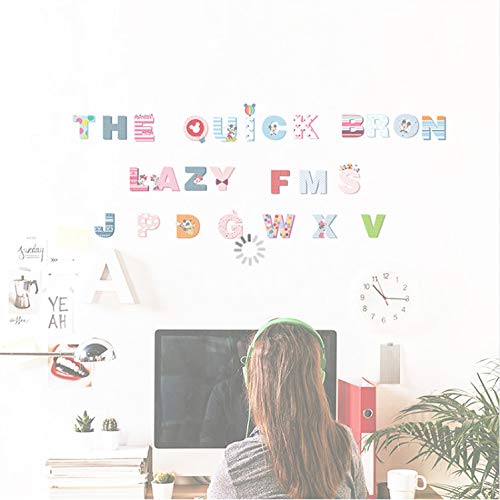 LUCKYYL Pegatinas De Pared 3D Dibujos Animados Colorido 26 Letras Alfabeto Adecuado para Salones Cafés Pasillos Gimnasios Wandaufkleber Kiiche