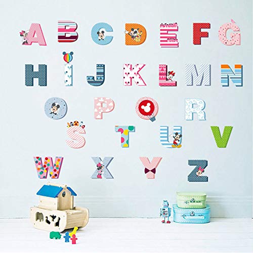 LUCKYYL Pegatinas De Pared 3D Dibujos Animados Colorido 26 Letras Alfabeto Adecuado para Salones Cafés Pasillos Gimnasios Wandaufkleber Kiiche