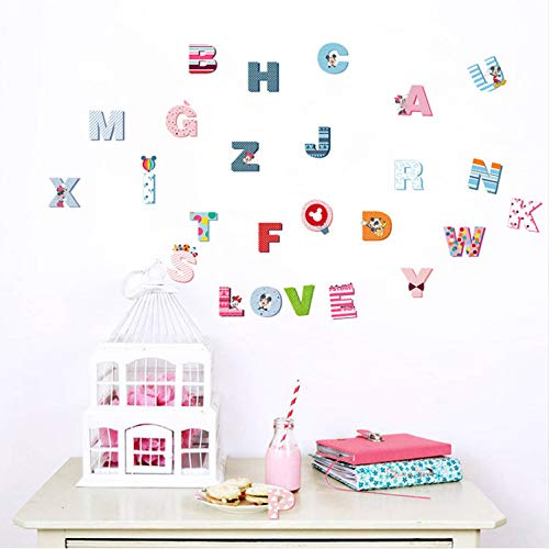 LUCKYYL Pegatinas De Pared 3D Dibujos Animados Colorido 26 Letras Alfabeto Adecuado para Salones Cafés Pasillos Gimnasios Wandaufkleber Kiiche