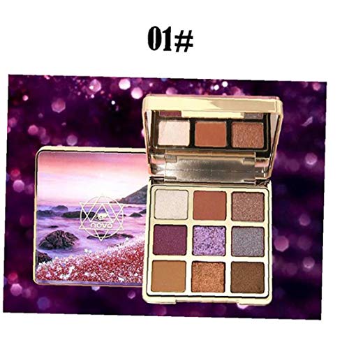 lujiaoshout 9 Colores Super pigmentado Profesional Paleta de Sombra de Ojos Shimmer Mate Polvo Suave Textura cremosa blendable Sombra de Ojos Ultra Larga Duración de Maquillaje Paleta (1)