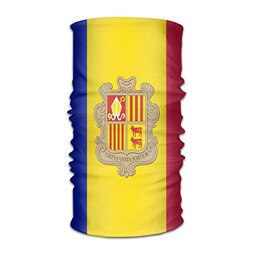 LULABE Unisex Andorra Flags Multifunction Bandana Headband Athletic Headwear Sweatband,Magic Scarf,Neck Balaclava,Helmet Liner,Tube Mask,UV Resistence Outdoor Sport Yoga