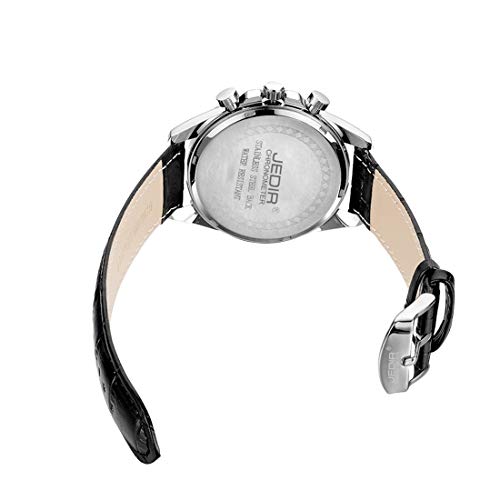 LULI Reloj de cintura con banda de cuero, función de visualización del indicador y el calendario de Lucent para hombres, Sec, 5271 3ATM Escala de uñas impermeable Movimiento de cuarzo Trinity Diales s