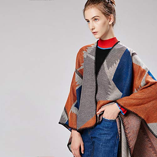 LUOLYLYM Sra. Bufanda Geométrica Dentada De Imitación Patrón De Coincidencia De Color De Cachemira Chal Jacquard Doble Uso Calle Popular Capa Xr-1 130 * 150 Cm