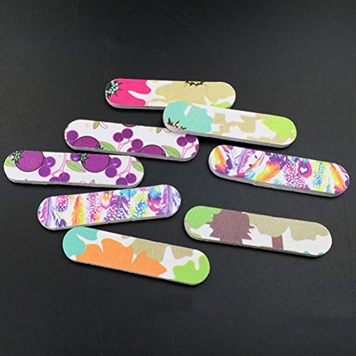 Lurrose 100 unids Mini limas de uñas de doble cara Emery Board Nail Buffers Dead Skin Remover herramientas de manicura (color mezclado)