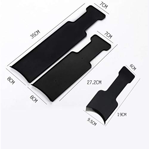Lurrose 3pcs Cabello largo que destaca el tablero de seccionamiento peluquero plano superior paleta tablero peine para teñir el cabello teñido bricolaje herramienta de tinte de peluquería (negro)