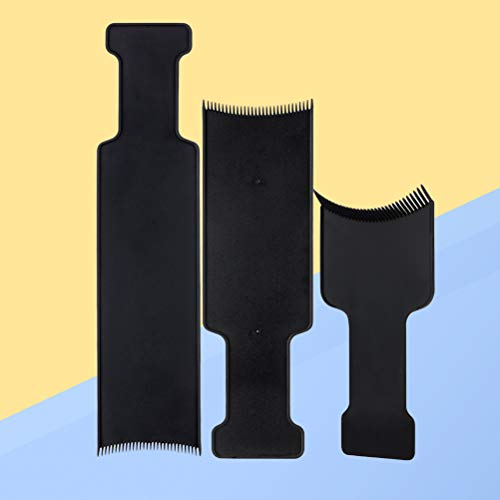 Lurrose 3pcs Cabello largo que destaca el tablero de seccionamiento peluquero plano superior paleta tablero peine para teñir el cabello teñido bricolaje herramienta de tinte de peluquería (negro)