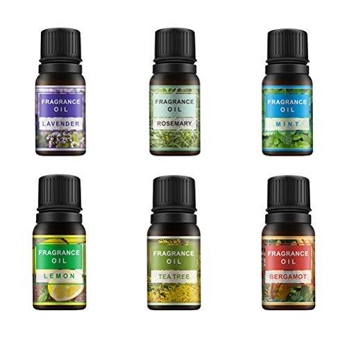 Lurrose 6 unids 10 ml Aceites Esenciales Orgánicos Naturales Set Aromatherapy Oils Perfume Boda y Uso en el Hogar Limón Lavanda Menta Rosemary Tea Tree y Bergamota Set