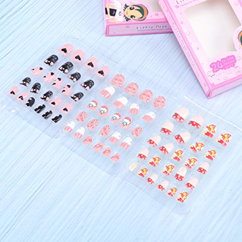 Lurrose - 72 uñas postizas duraderas, creativas y encantadoras para manicura de animales, manicura para niños y niñas