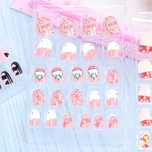 Lurrose - 72 uñas postizas duraderas, creativas y encantadoras para manicura de animales, manicura para niños y niñas