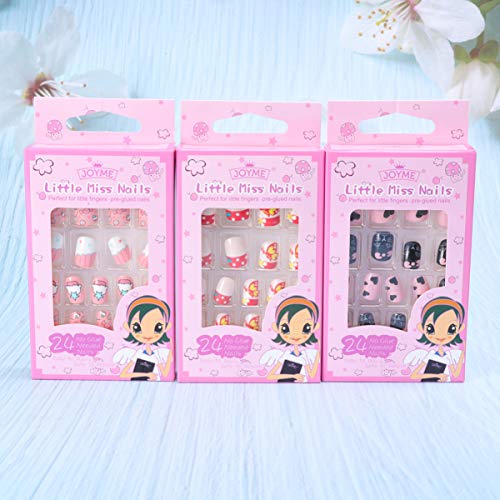 Lurrose - 72 uñas postizas duraderas, creativas y encantadoras para manicura de animales, manicura para niños y niñas