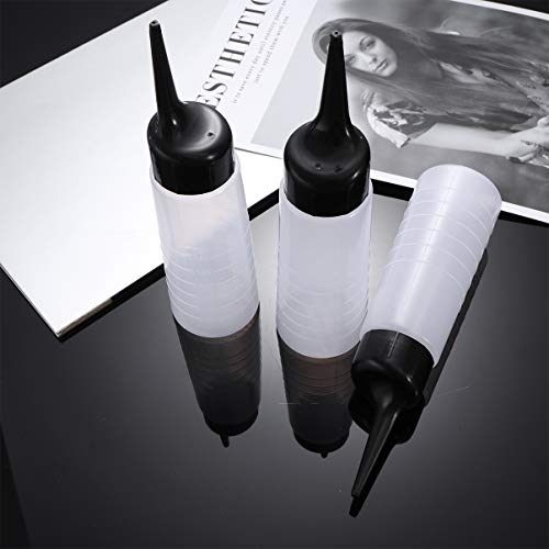 Lurrose Botella aplicadora de 3 piezas botella de tinte recargable para el cabello botellas de plástico para el tratamiento del cuero cabelludo para colorear el cabello (pequeño)