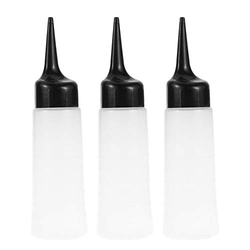 Lurrose Botella aplicadora de 3 piezas botella de tinte recargable para el cabello botellas de plástico para el tratamiento del cuero cabelludo para colorear el cabello (pequeño)
