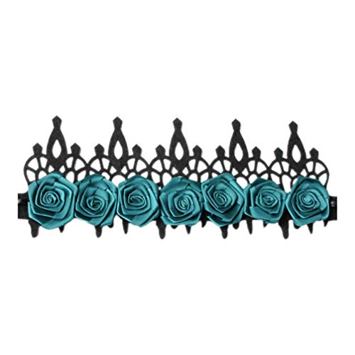 Lurrose Diadema de Corona Negra de Halloween Diadema de Corona Gótica Diadema de Rosa Azul Tocado de Halloween Accesorio de La Foto para Maquillaje Bola Fiesta Mascarada Cosplay (Negro)