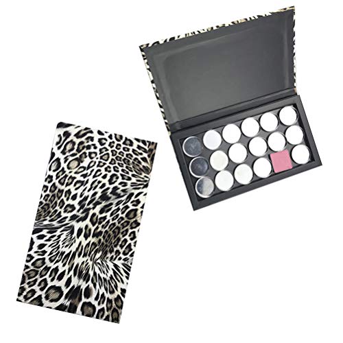 Lurrose Leopardo Impreso vacío paleta de maquillaje magnético para sombras de ojos resaltadores Blush Baked Powders Foundation