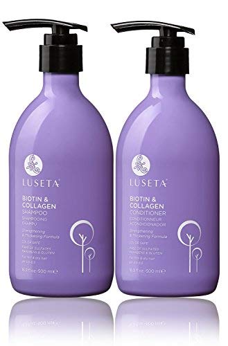 LUSETA Champú Anticaída Cabello y Acondicionador de Biotina y Colágeno Ideal para la Pérdida de Cabello Promueve el Crecimiento del Cabello 2 x 500 ml