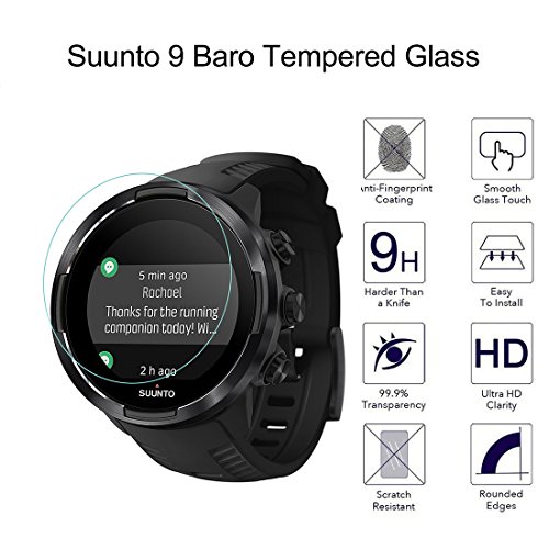 LUXACURY Suunto 9 Baro Protector de Pantalla Vidrio Templado Protector Foils para Suunto 9 Baro Smartwatch Dureza 9H Antihuellas Anti-Arañazos (3 Packs)
