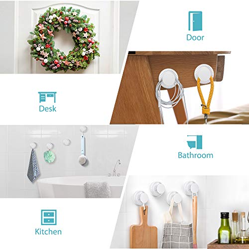 Luxear 4PCS Ganchos Ventosa Fuerte para Baño Sin Taladro Gancho Pared Colgador Ventosa para Toallas Impermeable Reutilizar Percha Ventosa con Gancho Toallero Perchero Pared de Cocina Baño, Blanco