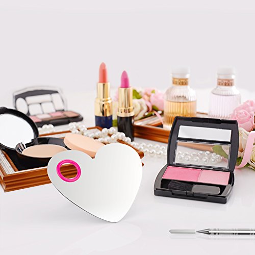 Luxspire Paletas de Maquillaje profesional de acero inoxidable. Paletas de mezcla de maquillaje con espátula para sombra de ojos, pestañas, lápices labiales, arte de uñas,Plateado
