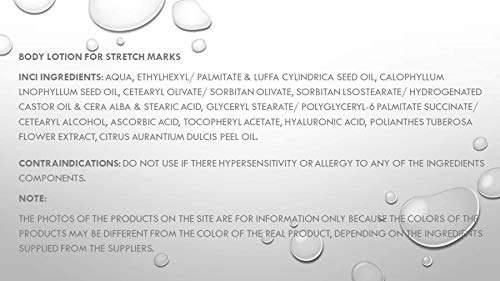 Luxury BIO Cosmetics - Crema corporal antiestrías - aceite de tamanu, aceite de nardo, extractos de aceite de naranja dulce - inhibe las estrías - tipos de piel: todos (300 ml)