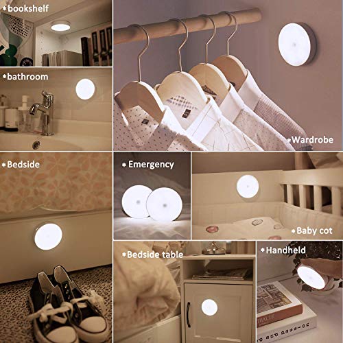 Luz LED Armario Sensor Movimiento, Cobiz Luz Nocturna Recargable 2PCS, Inalámbrica 3 modos de iluminación Lámpara de Cocina para Pasillo, Escalera, Sótano, Cocina, Garaje, Gabinete