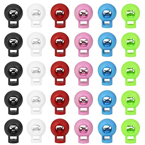 LYTIVAGEN 60 PCS Cierres de Cordón, Multicolor Cierre de Cuerda Plásitico, Cordón Tope Redondo con Resorte para Mochila, Ropa, Deportes, Senderismo, Acampada