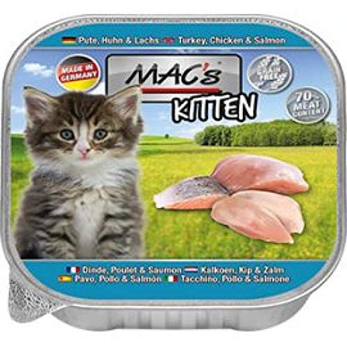 Mac's Gato alimento sin Cereales para Gatos, Pavo, Pollo, salmón, 85 g, 16 Unidades (16 x 85 g)