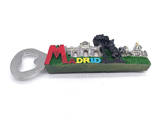Madrid España 3D Frigorífico Imán Abrebotellas Recuerdos de viajes Colección de regalos Hogar y cocina Decoración Etiqueta magnética Abrelatas de cerveza