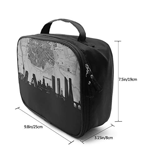 Madrid Skyline Professhional - Neceser Grande para Maquillaje, Resistente al Agua, Organizador de artículos de tocador, Bolsa de cosméticos para Hombres y Mujeres