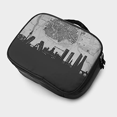 Madrid Skyline Professhional - Neceser Grande para Maquillaje, Resistente al Agua, Organizador de artículos de tocador, Bolsa de cosméticos para Hombres y Mujeres