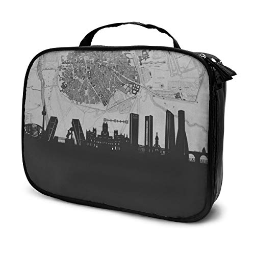 Madrid Skyline Professhional - Neceser Grande para Maquillaje, Resistente al Agua, Organizador de artículos de tocador, Bolsa de cosméticos para Hombres y Mujeres