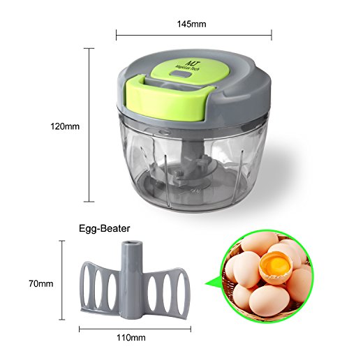 MagicLux Tech picadora Manual 3 Cuchillas,Mini picadora de Carne Cortador Cebolla Picador de Verduras para Picar Frutas, Frutos Secos, Hierbas,Cebolla, la Salsa, Ensalada(750ml)