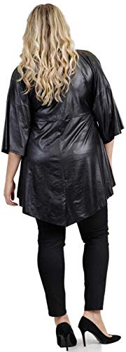 Magna - Túnica para mujer con aspecto de piel, diseño de capas, color negro Negro 42-44
