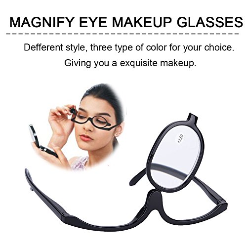 Magnifique los vidrios del maquillaje del ojo sola lente vidrios giratorios herramienta esencial del maquillaje de las mujeres(negro 400)