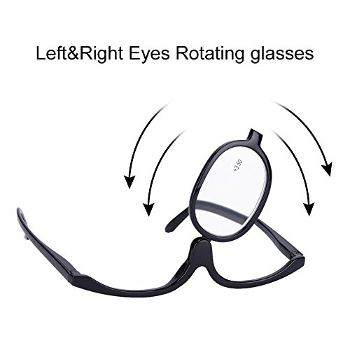 Magnifique los vidrios del maquillaje del ojo sola lente vidrios giratorios herramienta esencial del maquillaje de las mujeres(negro 400)